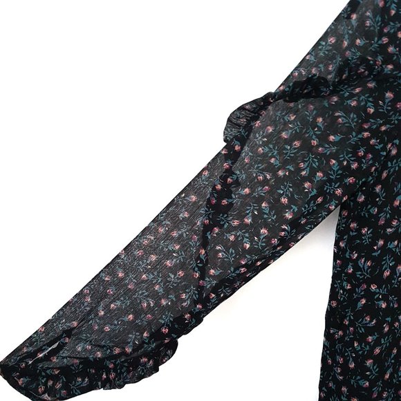 Forever 21 Women Black Floral Blouse Top, Size S - Picture 6 of 10